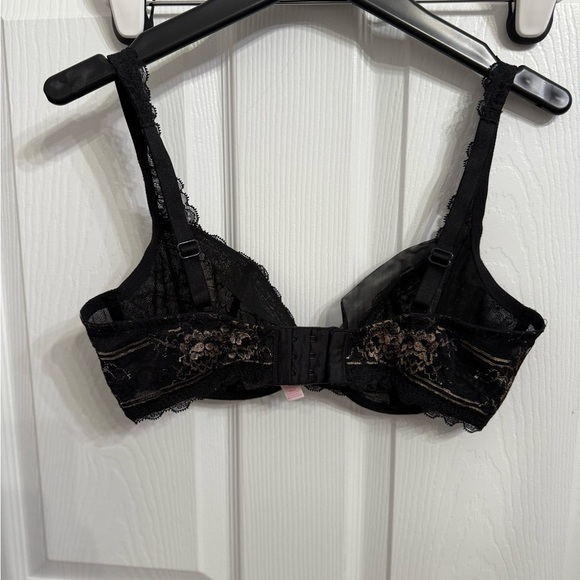 Victoria’s Secret Body Unlined Demi Bra Black Nude Lace Women’s Size 36DD Sexy - Picture 3 of 5